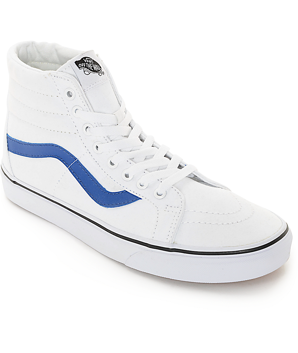 vans sk8 hi blue and white