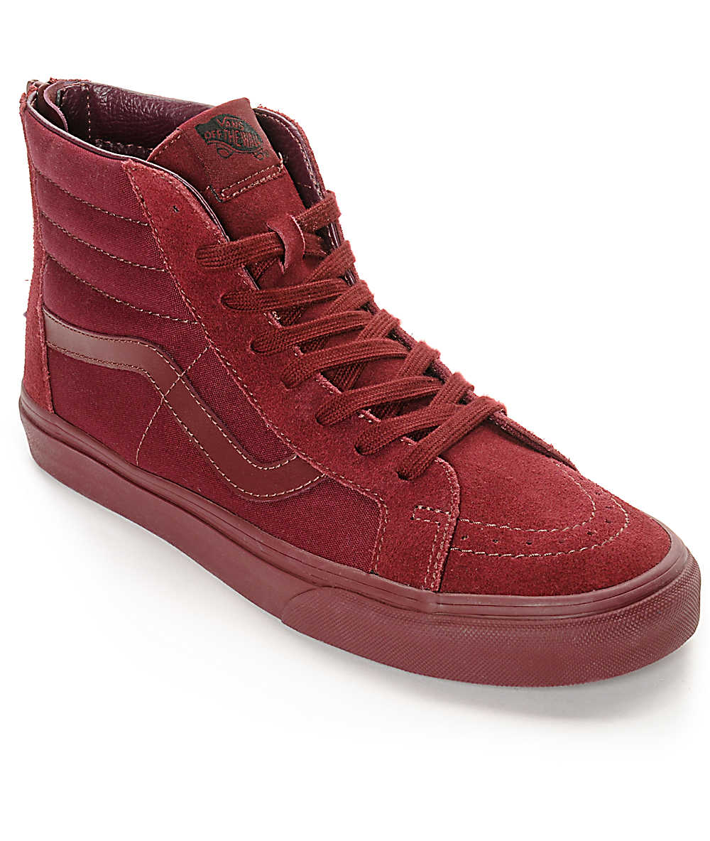 vans sk8 hi burgundy mono