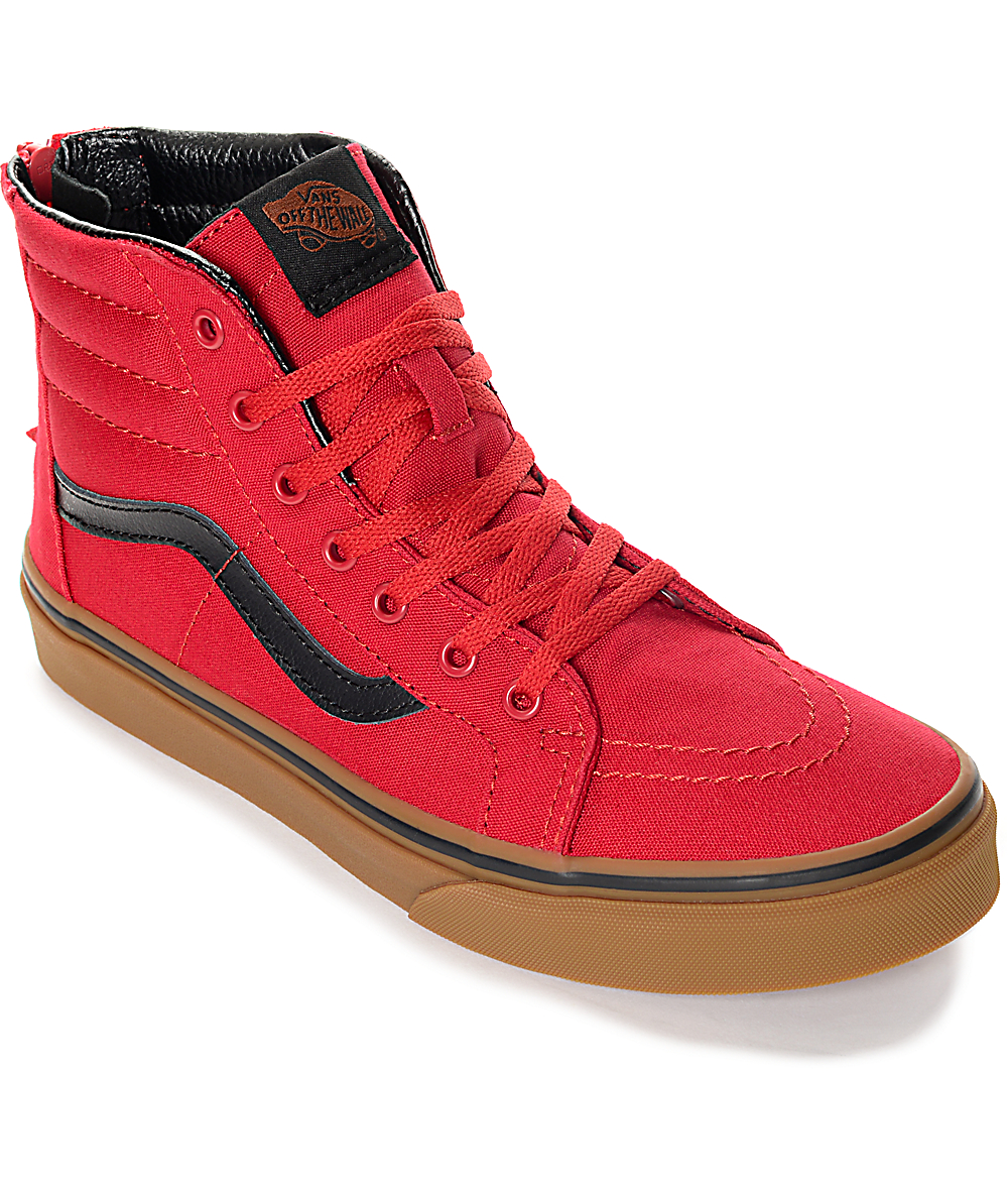 youth red vans cheap online