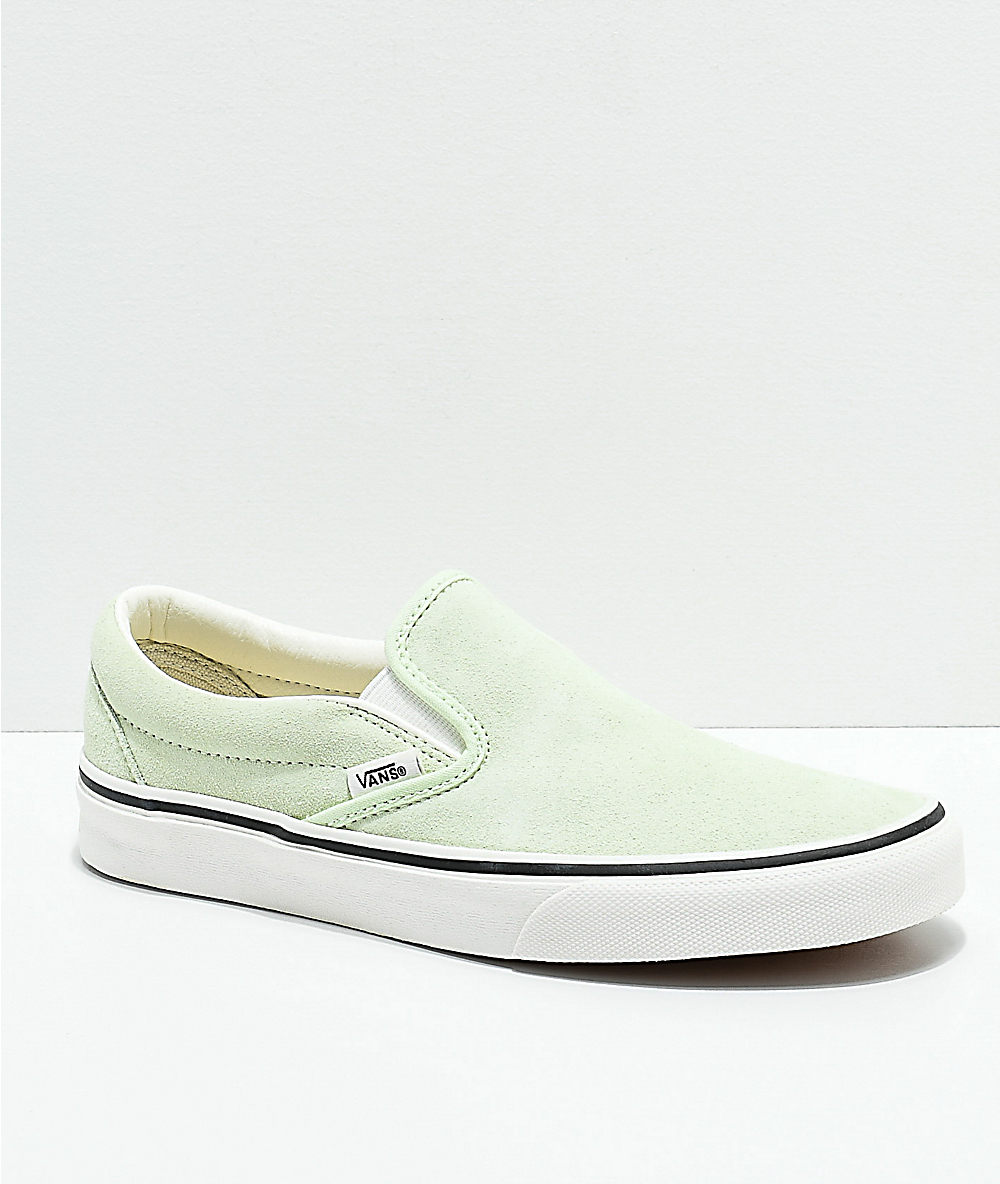 Light green cheap slip on vans