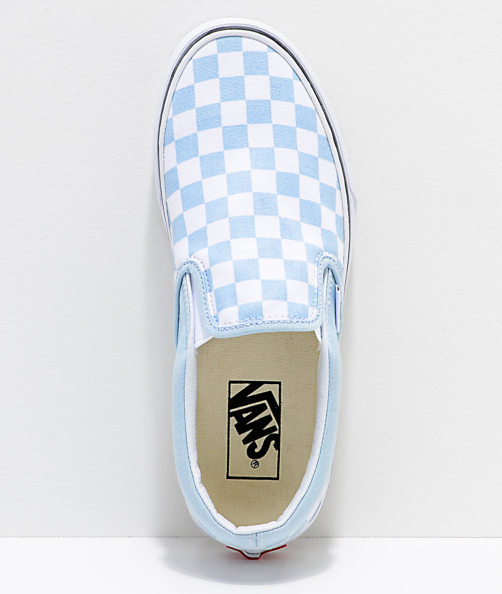 vans slip on pastel blue skate shoes