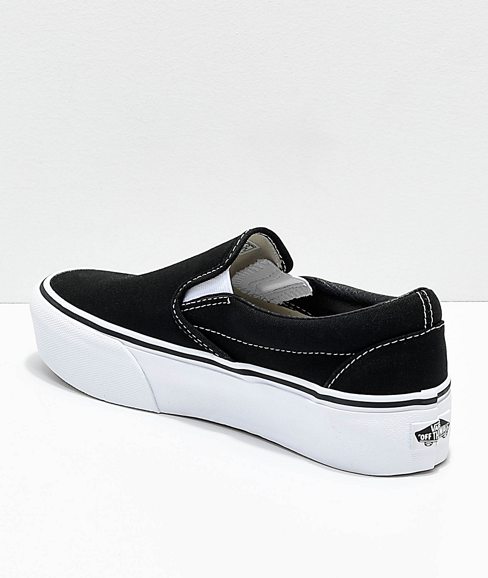 black platform slip on vans