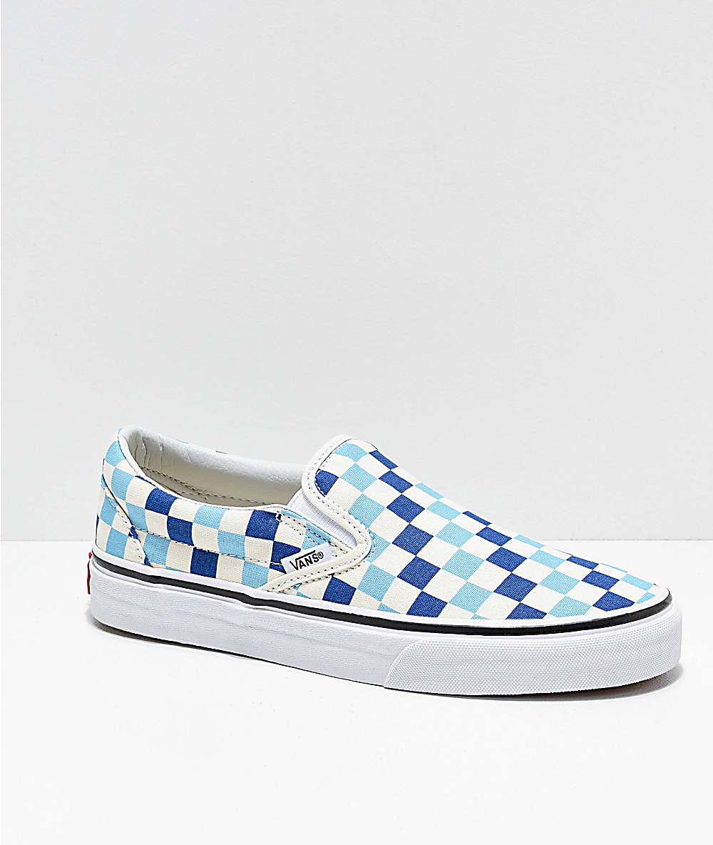 Get - vans checkered slip on light blue 