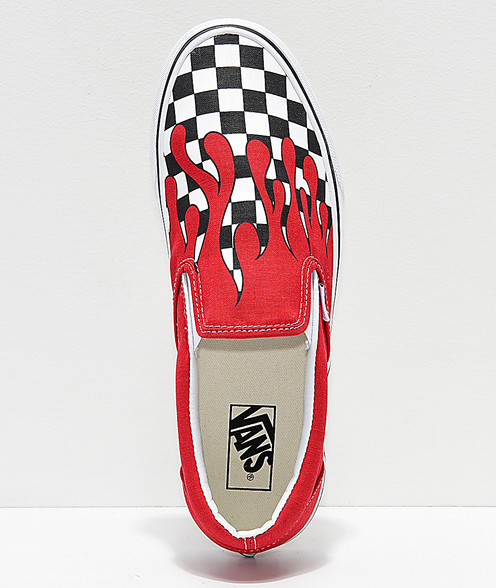 checkerboard vans with red drip