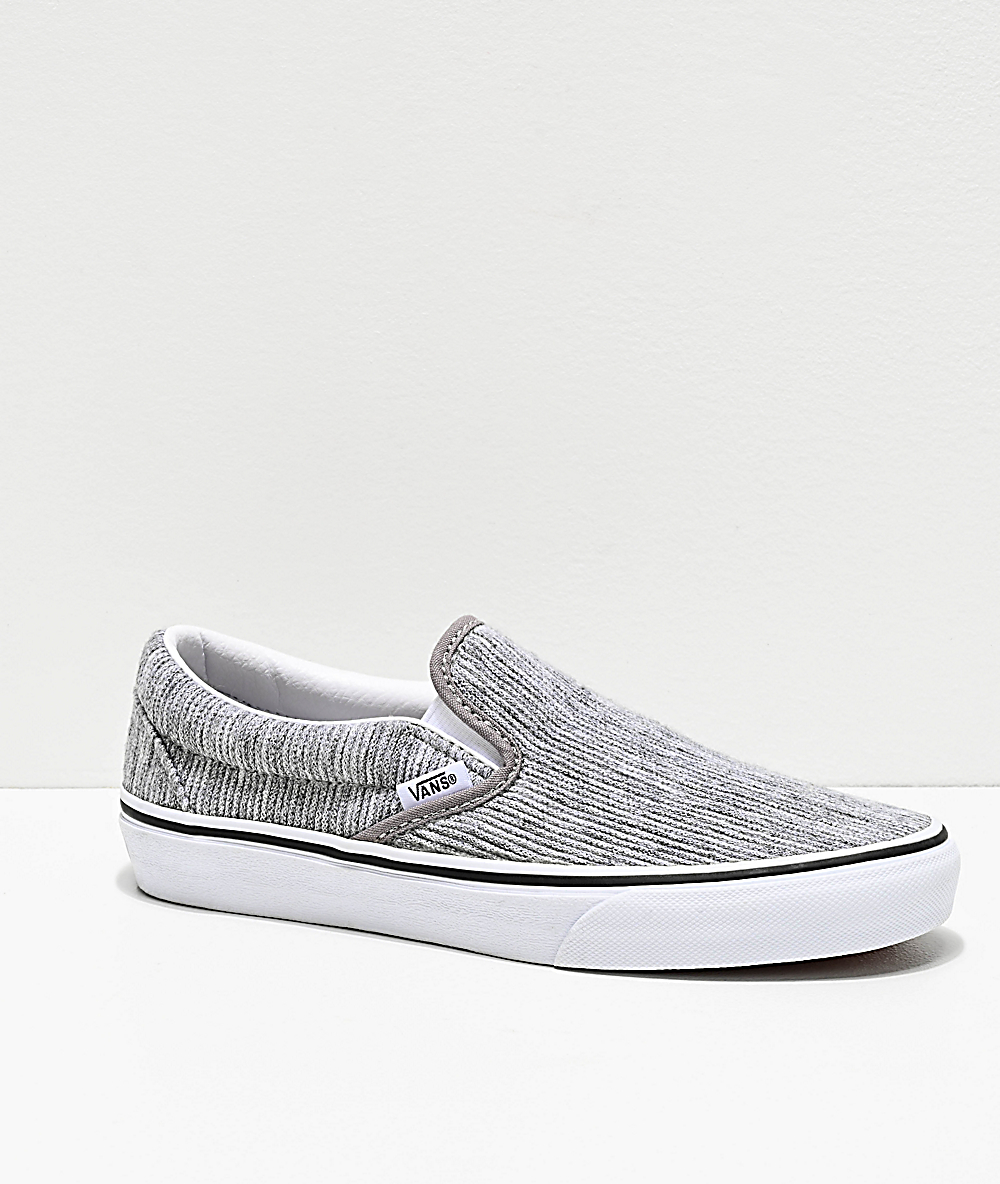 grey and white striped vans