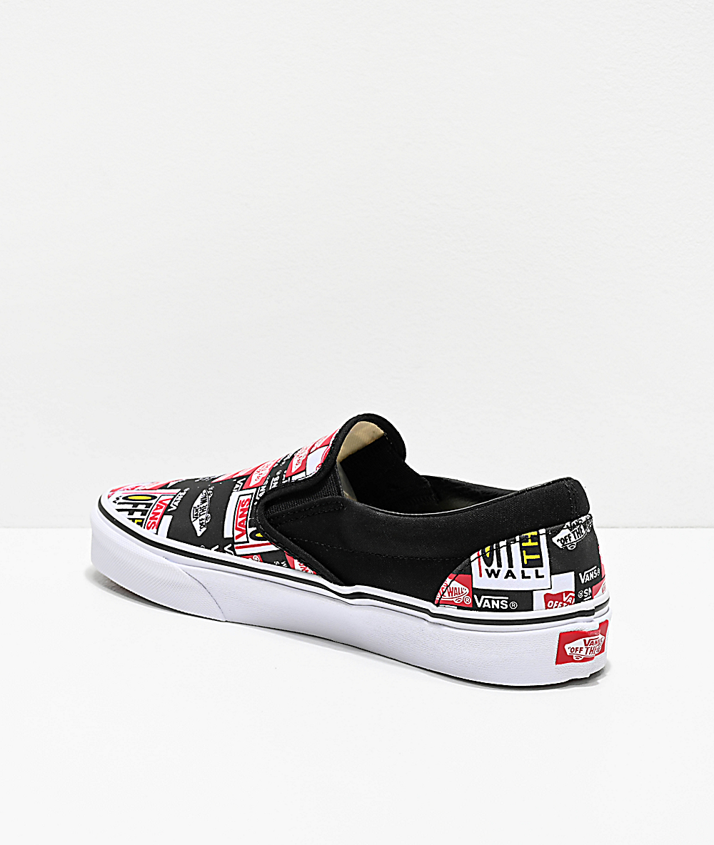 red black and white off the wall vans