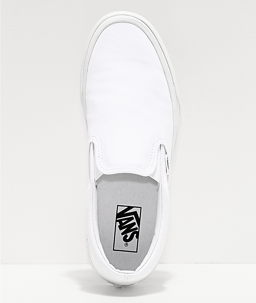 plain white vans slip ons