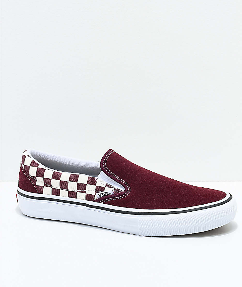 buy \u003e vans slip on checkerboard maroon 