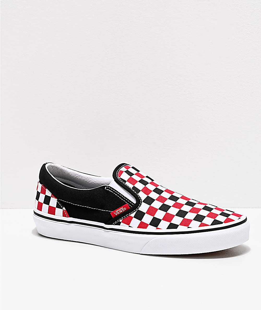 black vans with red checkers