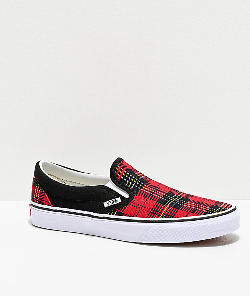 gingham vans slip ons black