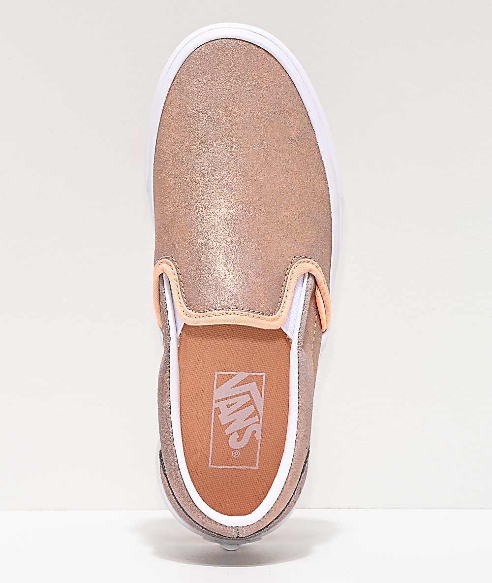 light grey and rose gold vans