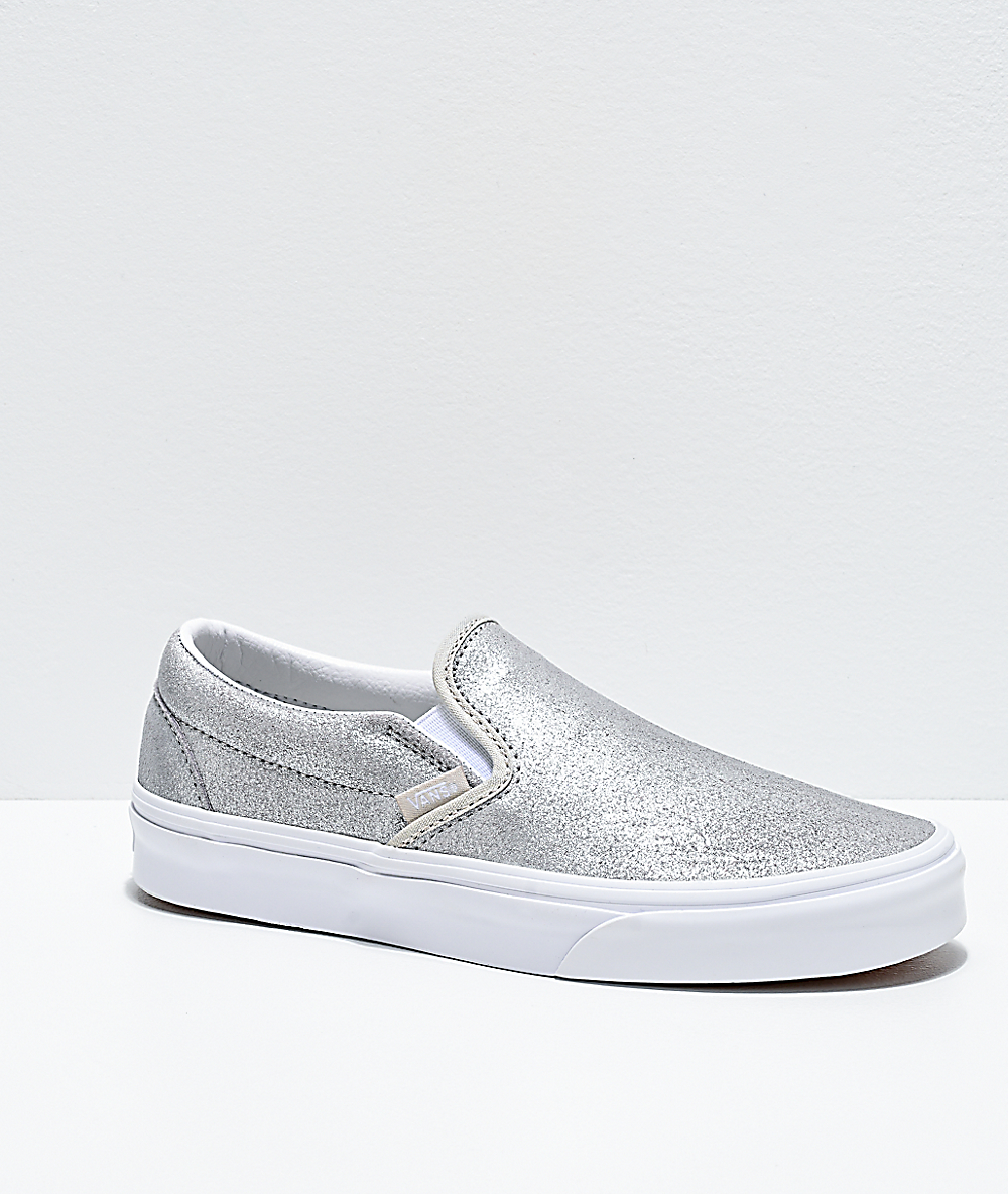 vans silver shoes