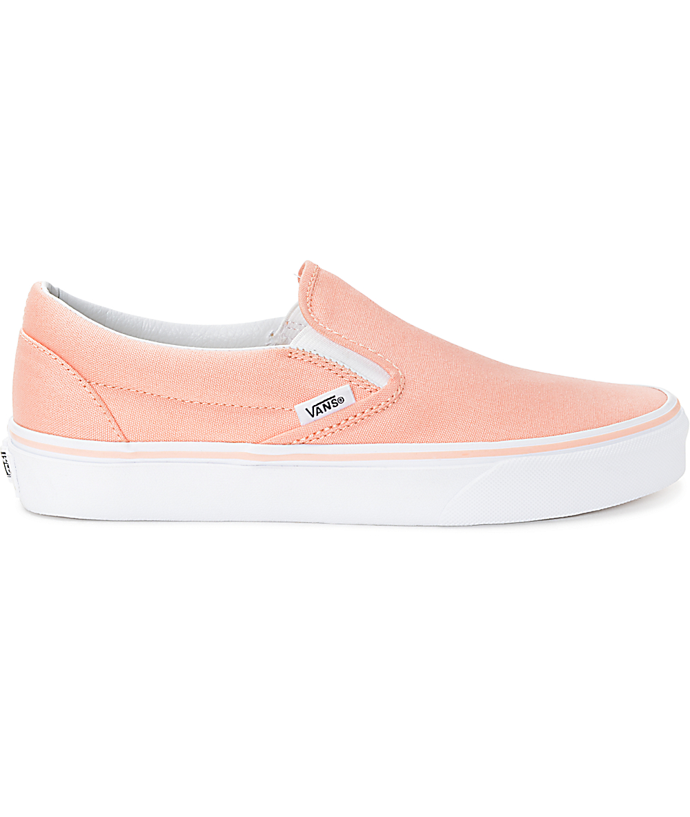 peach slip on vans