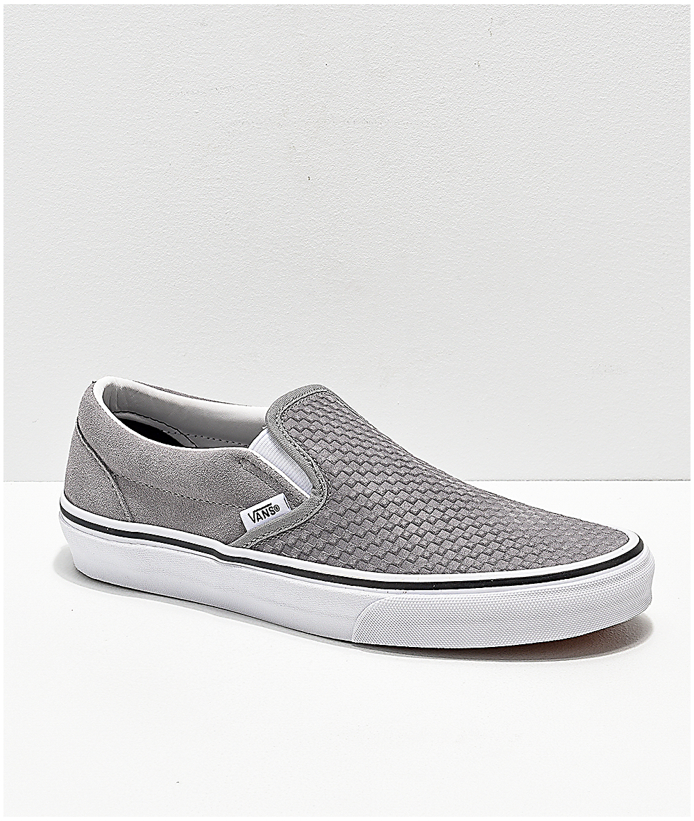 Vans Slip-On zapatos de skate de ante gris con relieve | Zumiez