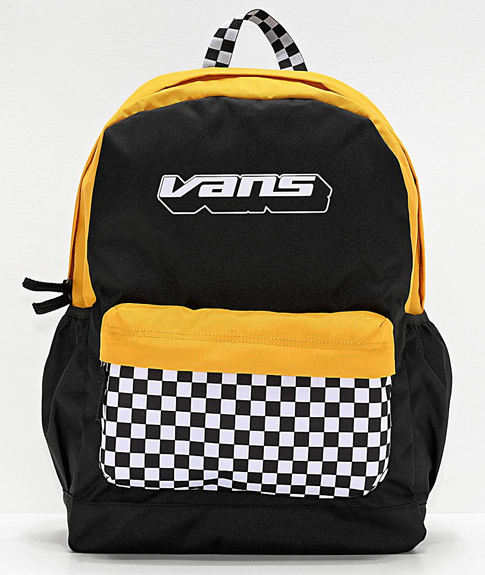 vans checkerboard backpack yellow