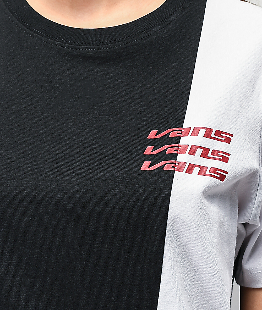 camiseta mitad blanca mitad negra