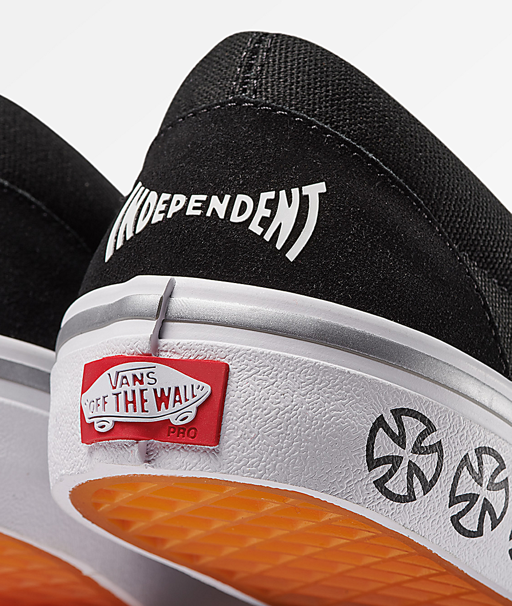 Vans x Independent Slip-On Pro Black & White Skate Shoes Vans x Independent Slip-On Pro Black & White Skate Shoes