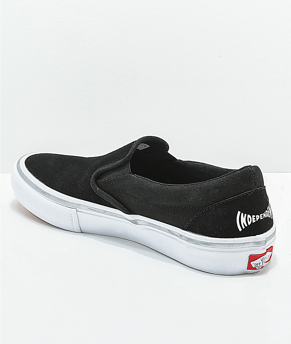Vans x Independent Slip-On Pro Black & White Skate Shoes Vans x Independent Slip-On Pro Black & White Skate Shoes