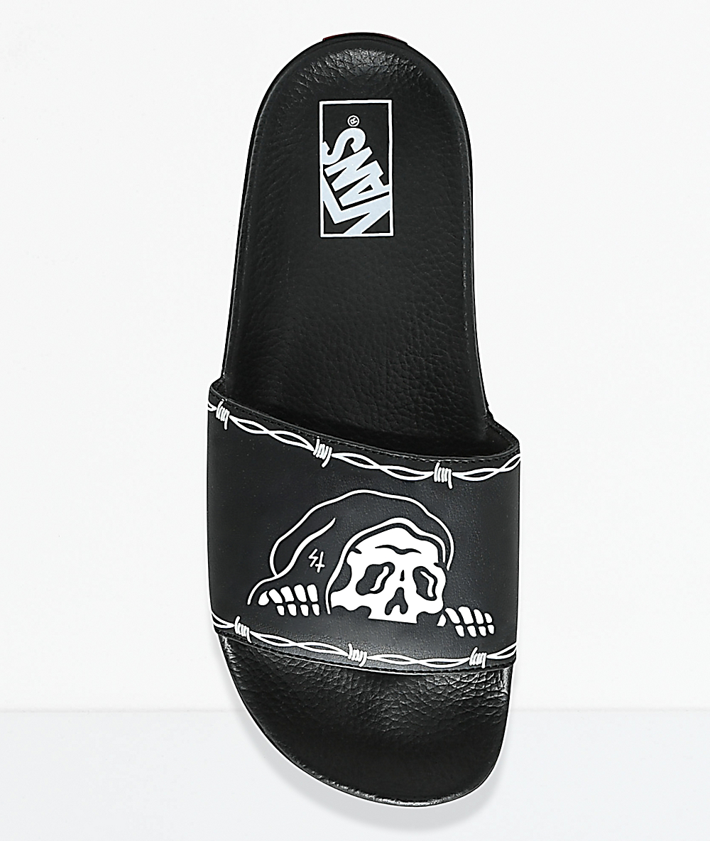 Vans X Sketchy Tank Black White Slide Sandals