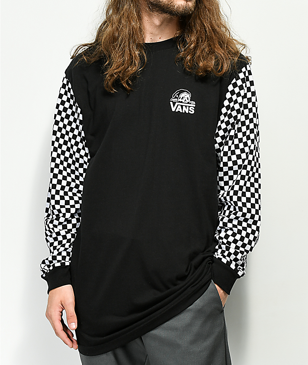 Vans X Sketchy Tank Checkered Black White Long Sleeve T Shirt