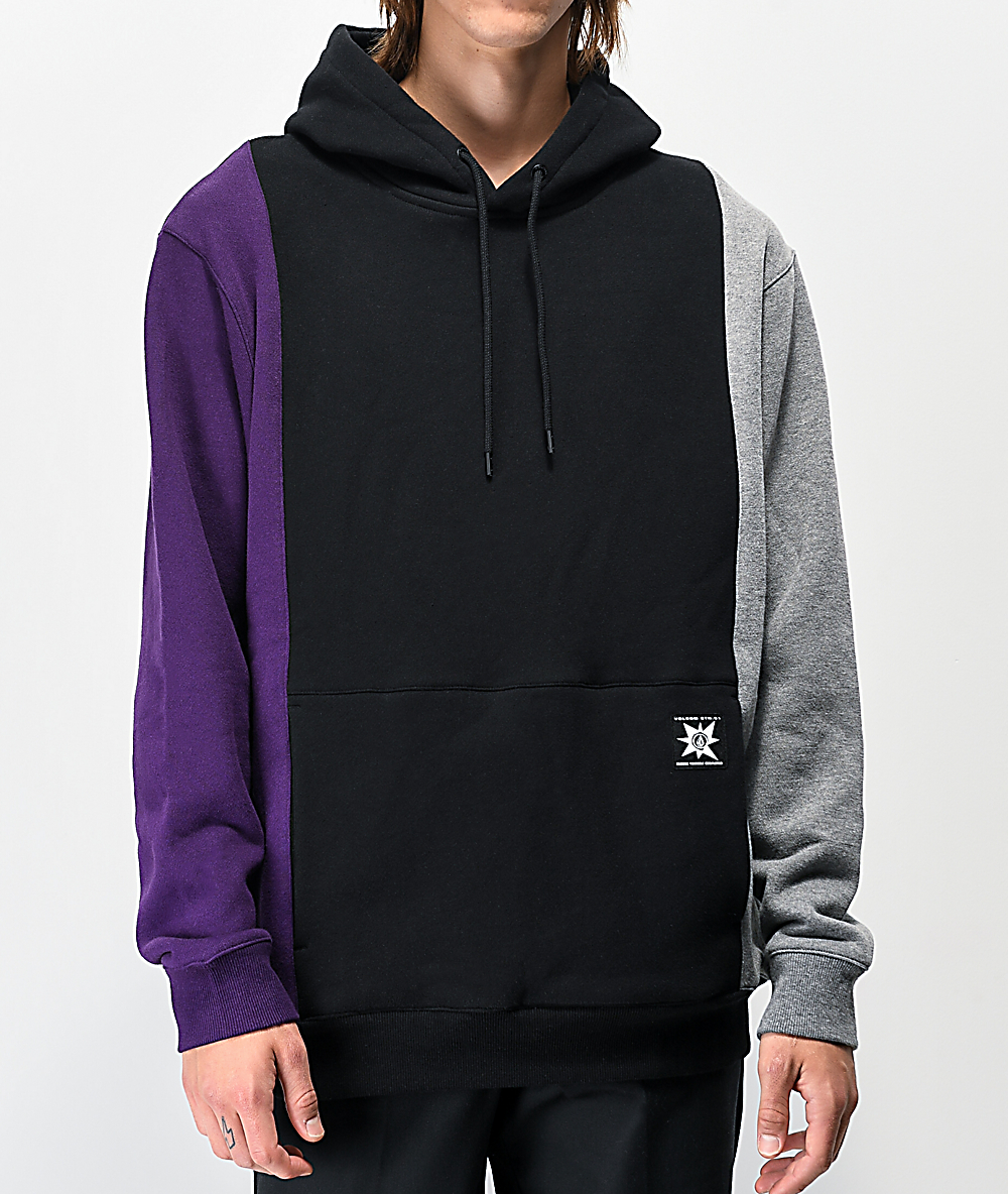 grey and purple hoodie