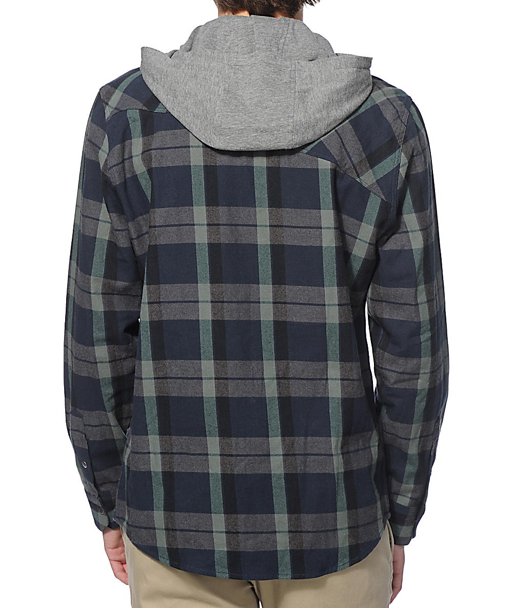 volcom hooded flannel