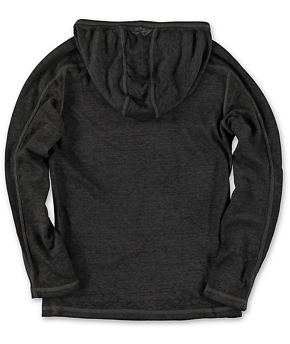 Volcom Boys Burnt Burnout Black Long Sleeve Hooded Thermal Shirt | Zumiez