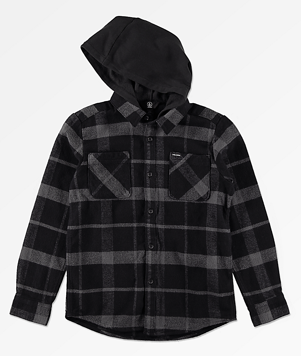 volcom hooded flannel jacket