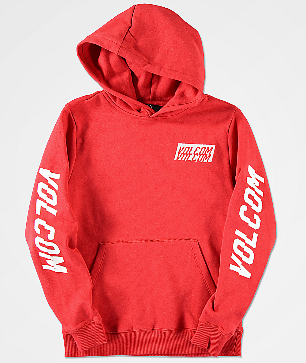 red volcom hoodie