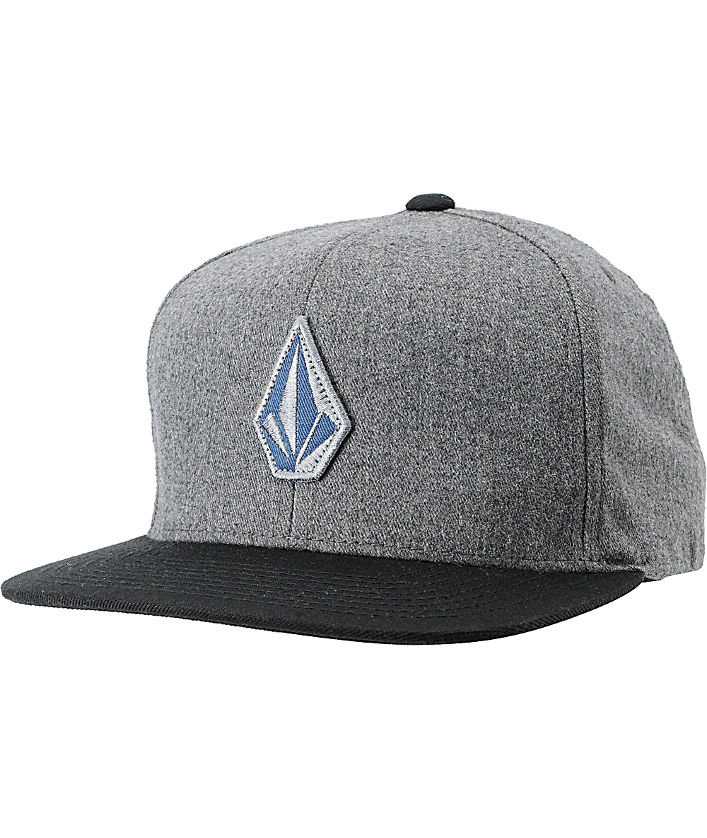 Grey hat. Volcom Mens Trapezoid Cheese logo Mesh Snapback hat - o/s / Grey.