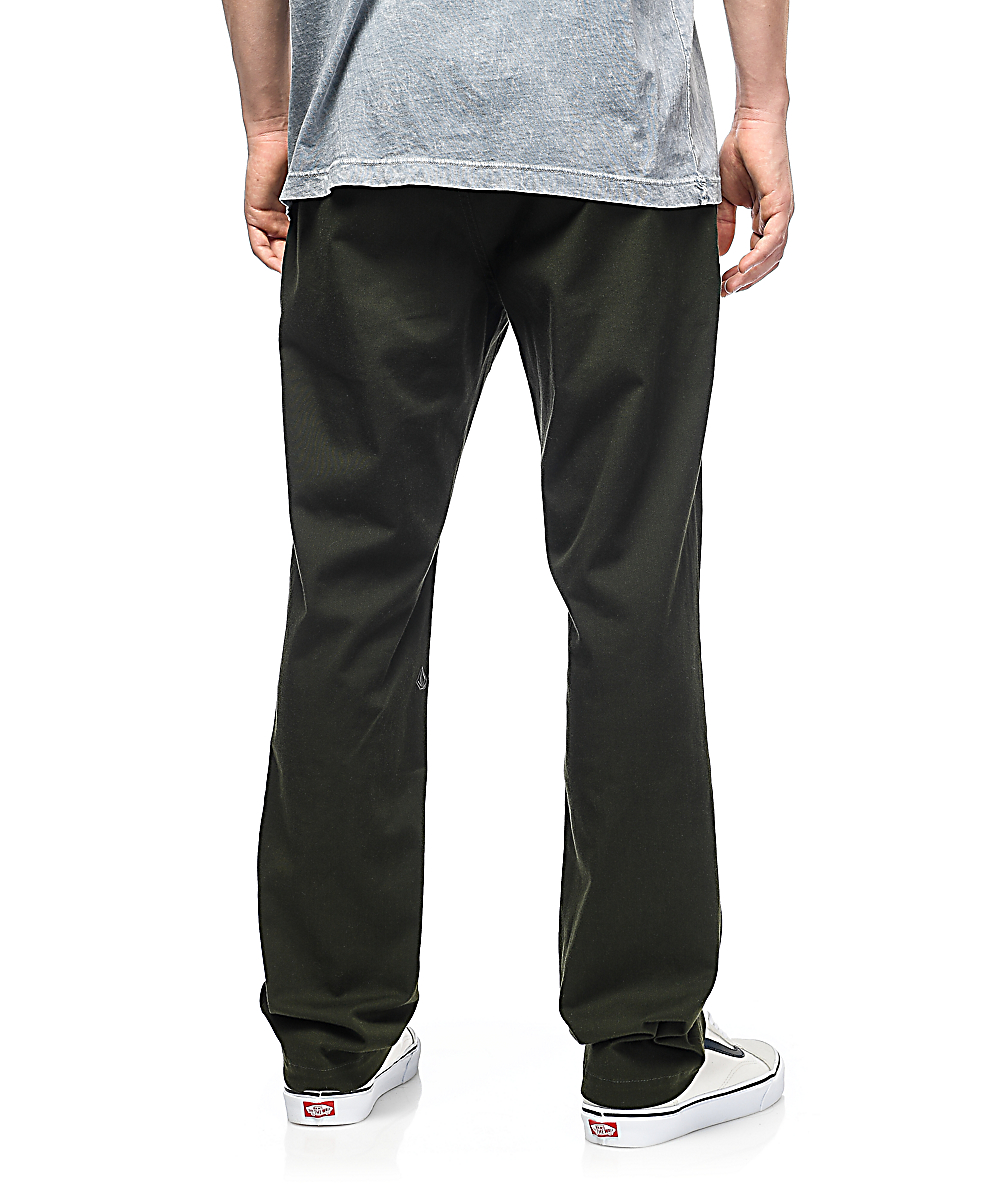 Volcom Frickin Modern Dark Green Stretch Chino Pants | Zumiez