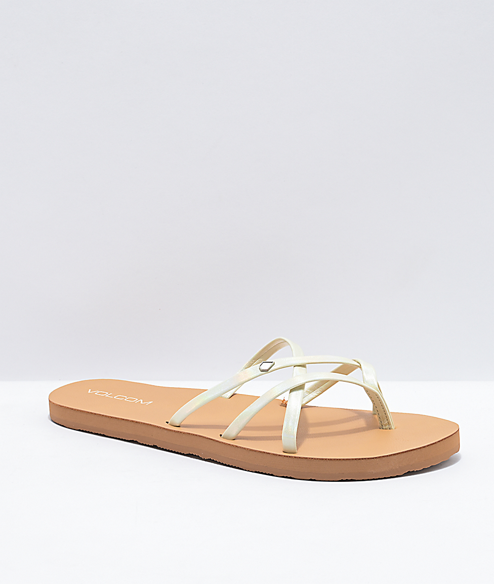 white and tan sandals