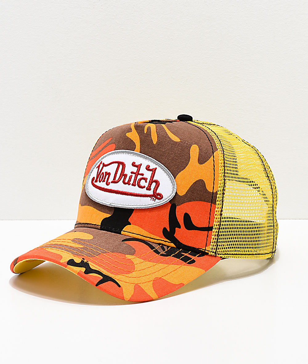 orange camo von dutch hat