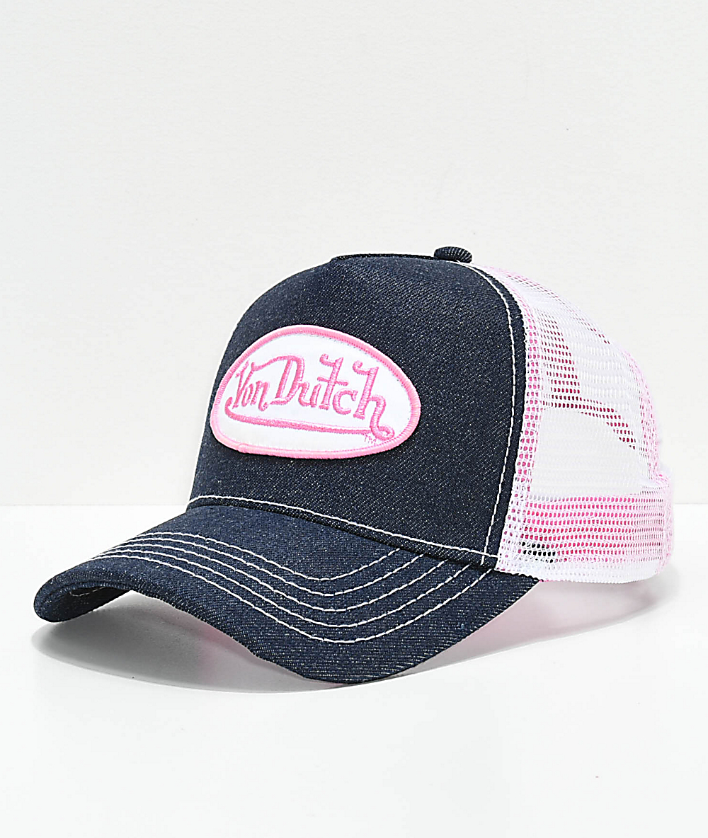 pink and navy hat