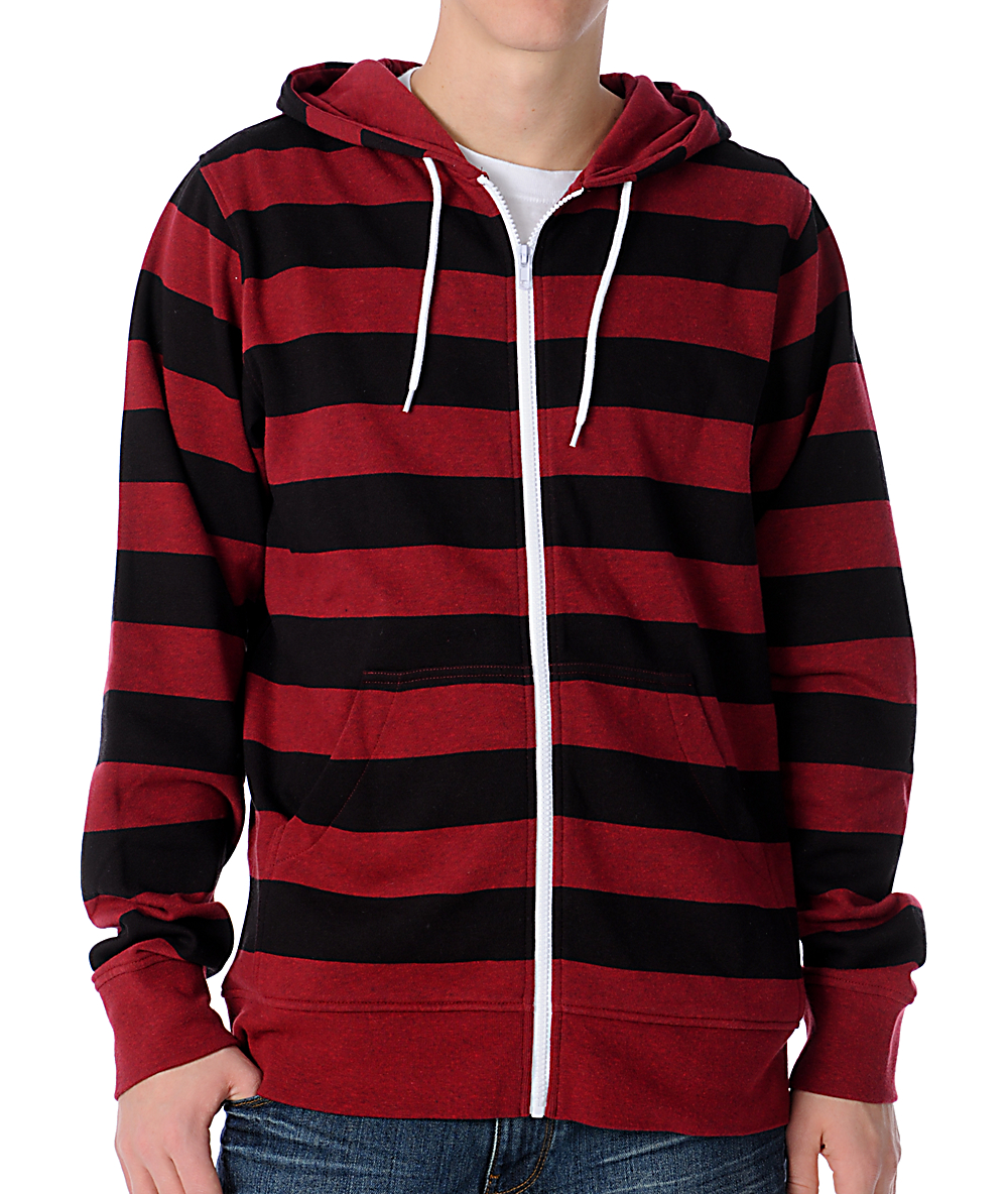red and black striped hoodie