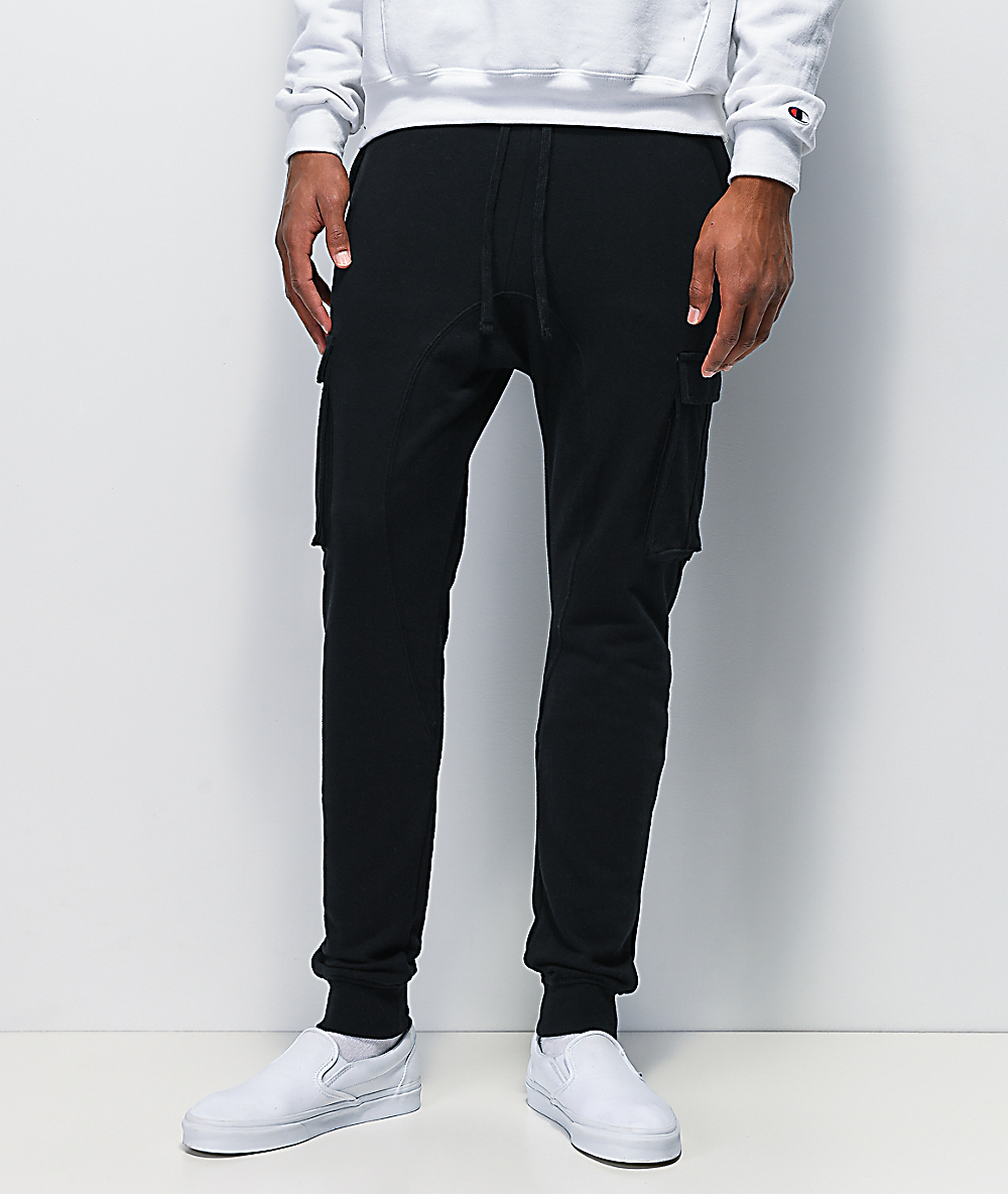 black cargo sweatpants