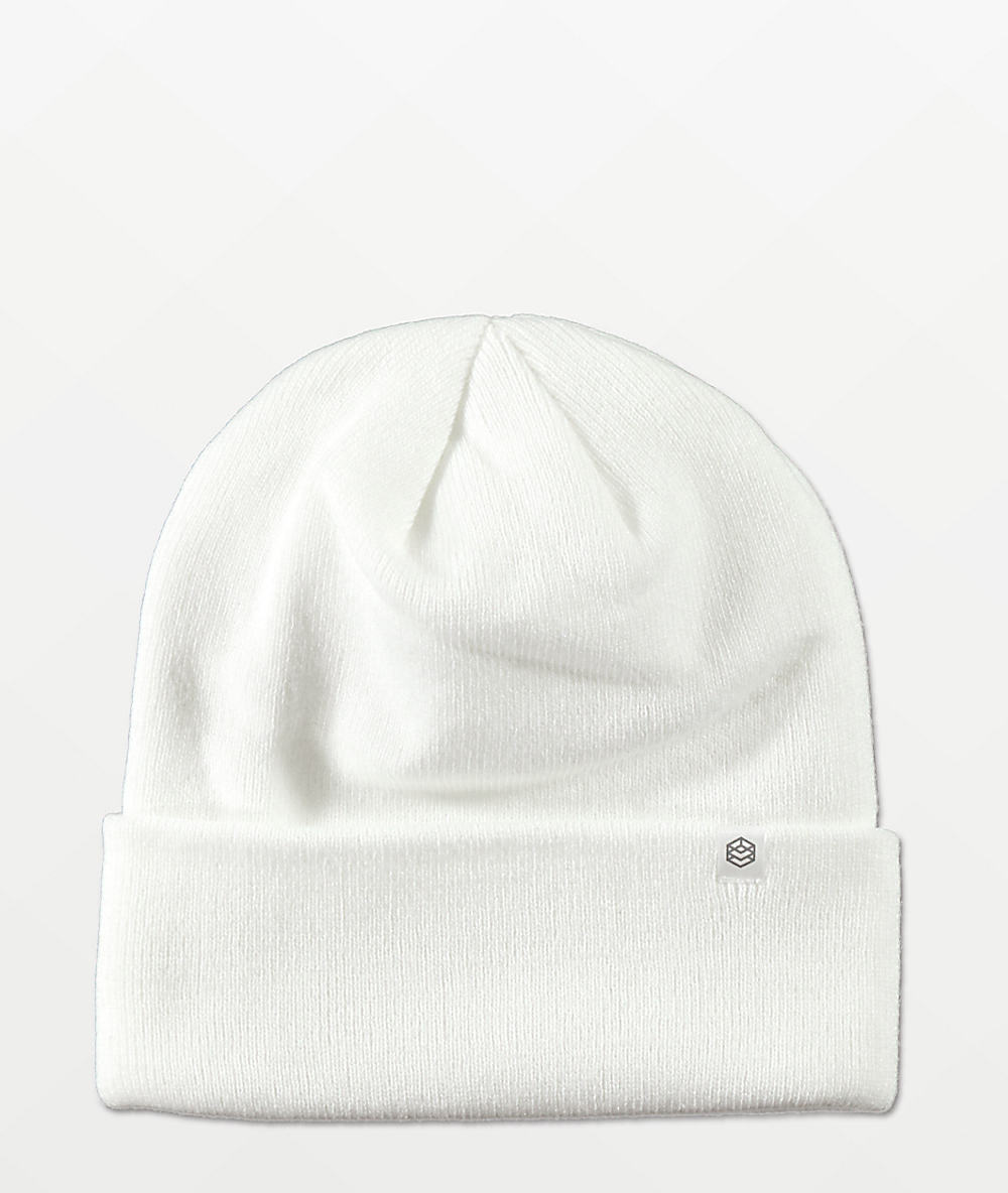 white beanie hat