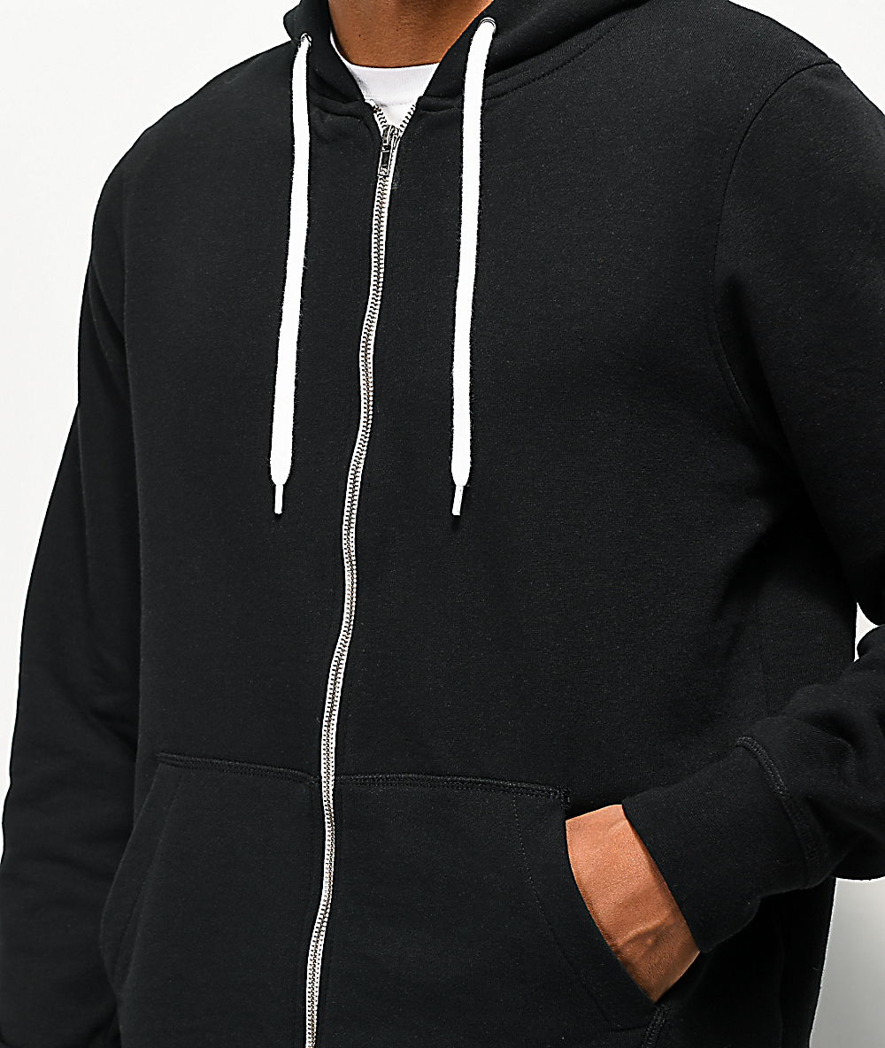 solid black zip up hoodie