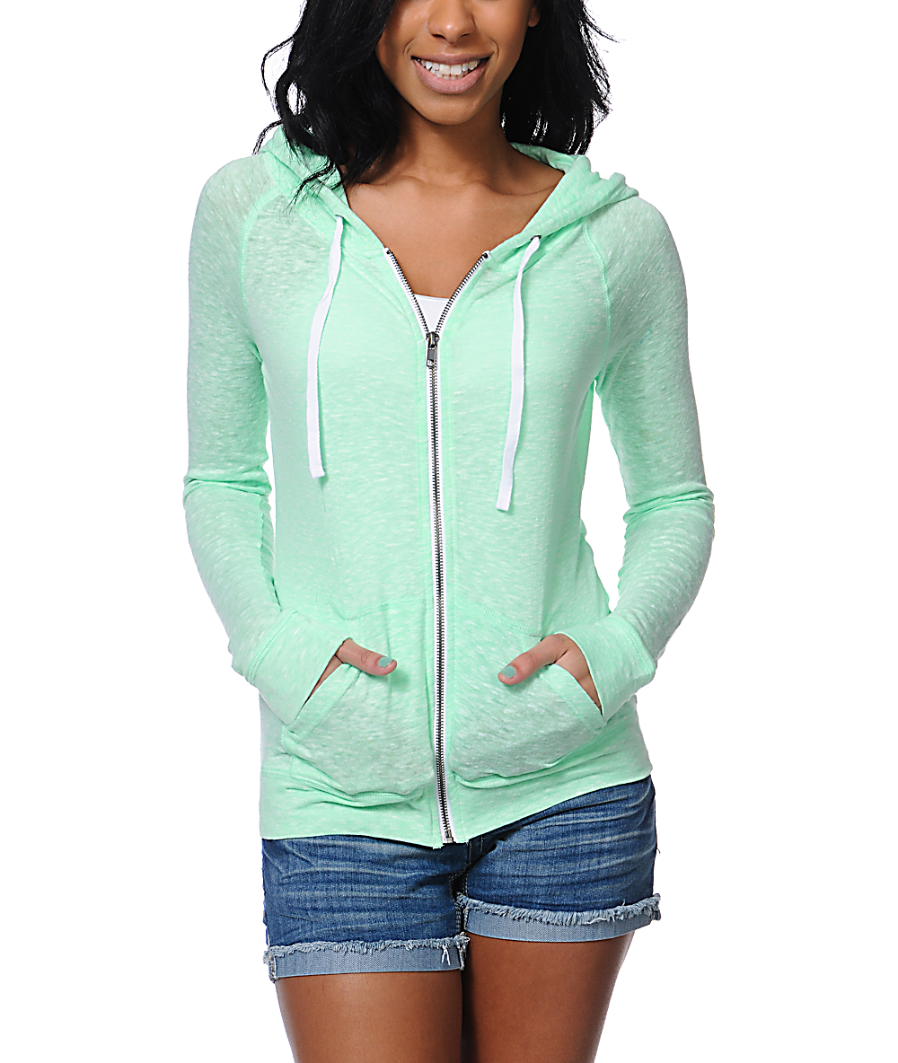 neon green zip up hoodie