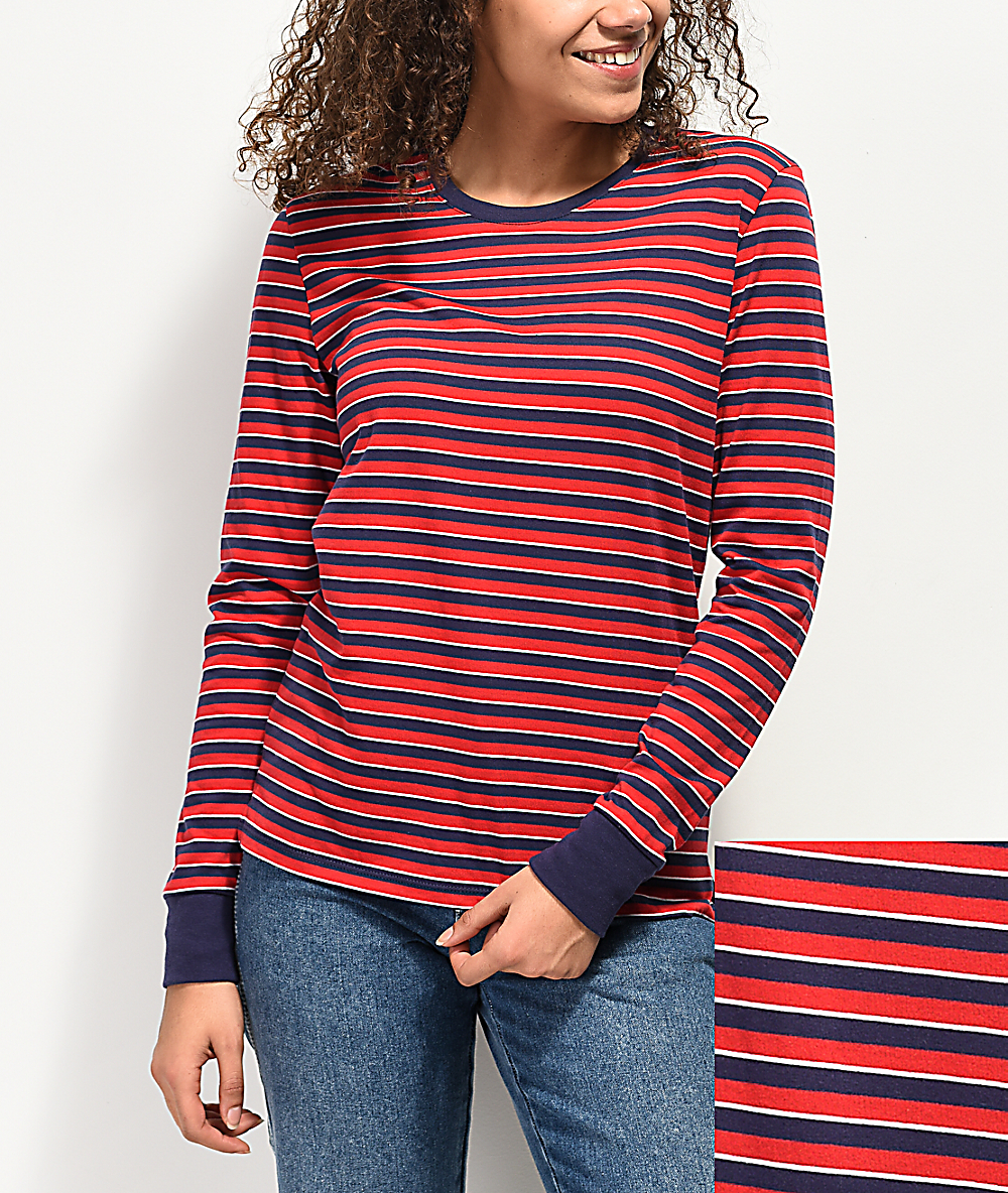 Monrow Womens Stripe Relaxed Basic Crew
