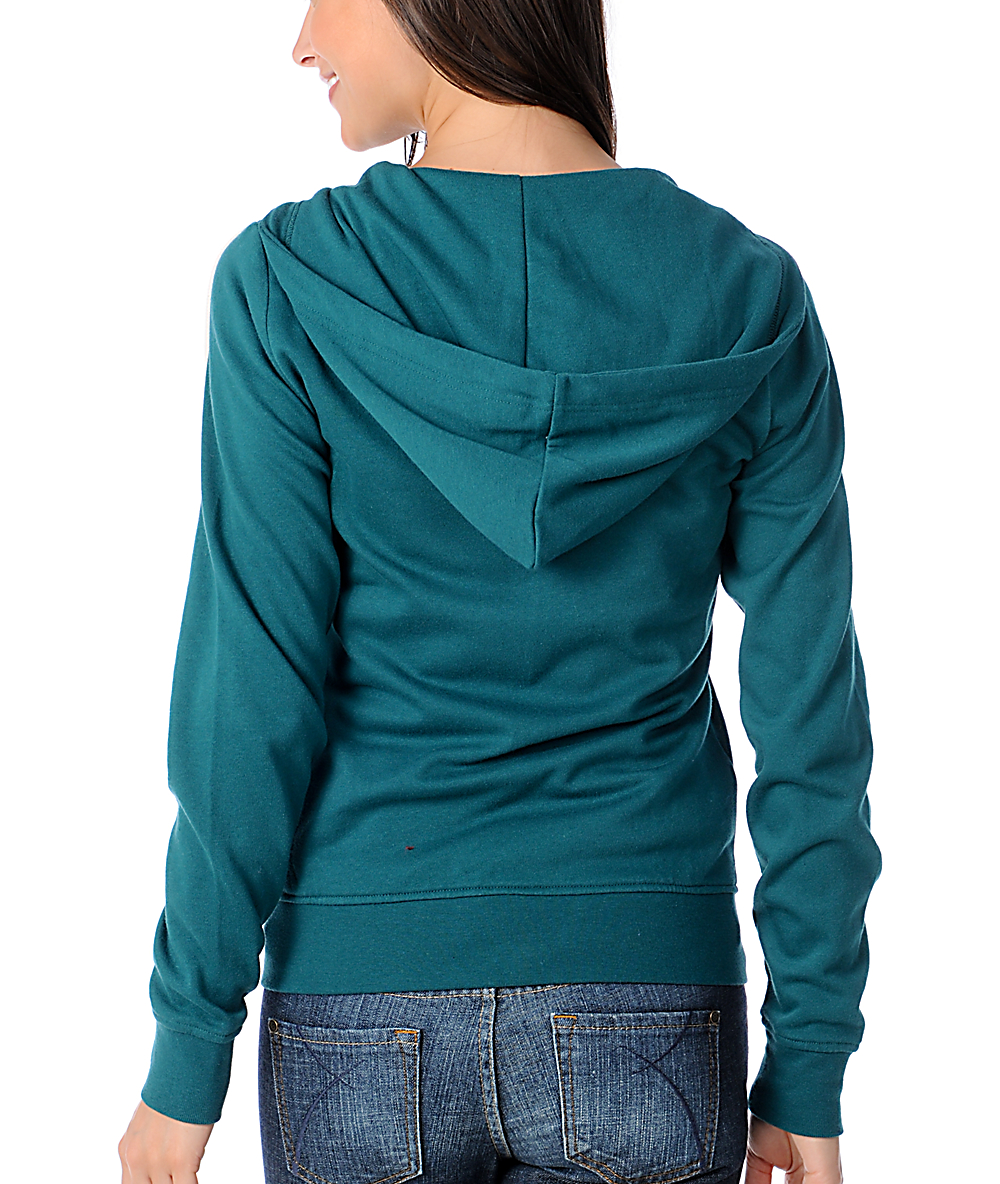 teal zip hoodie