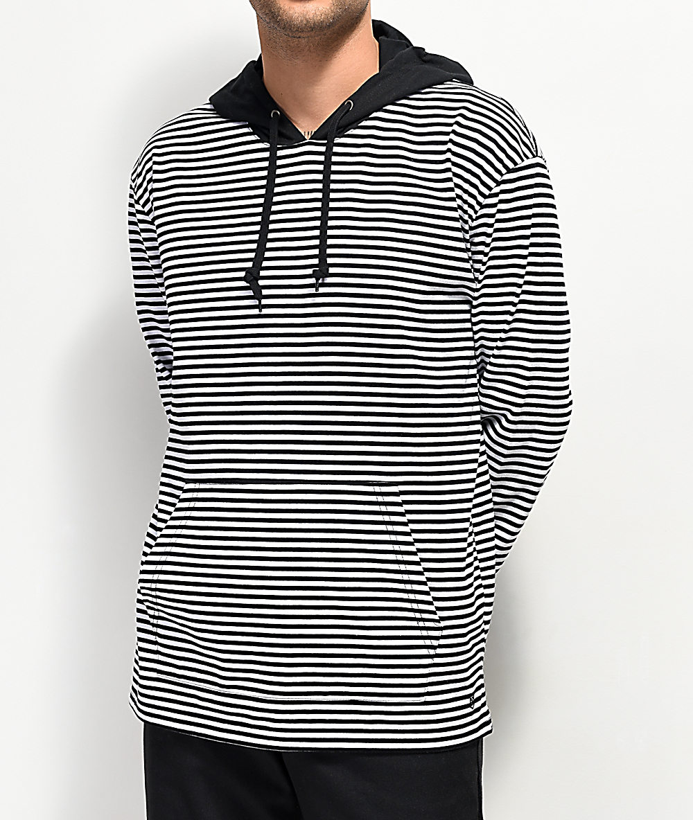 black and white striped hoodie mens