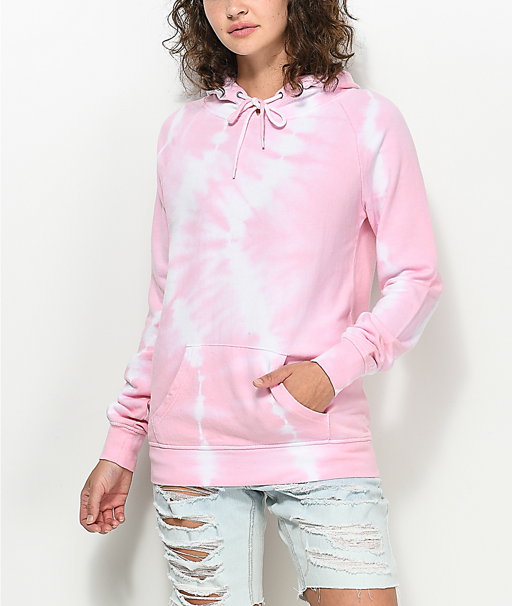 pink and white tie dye hoodie