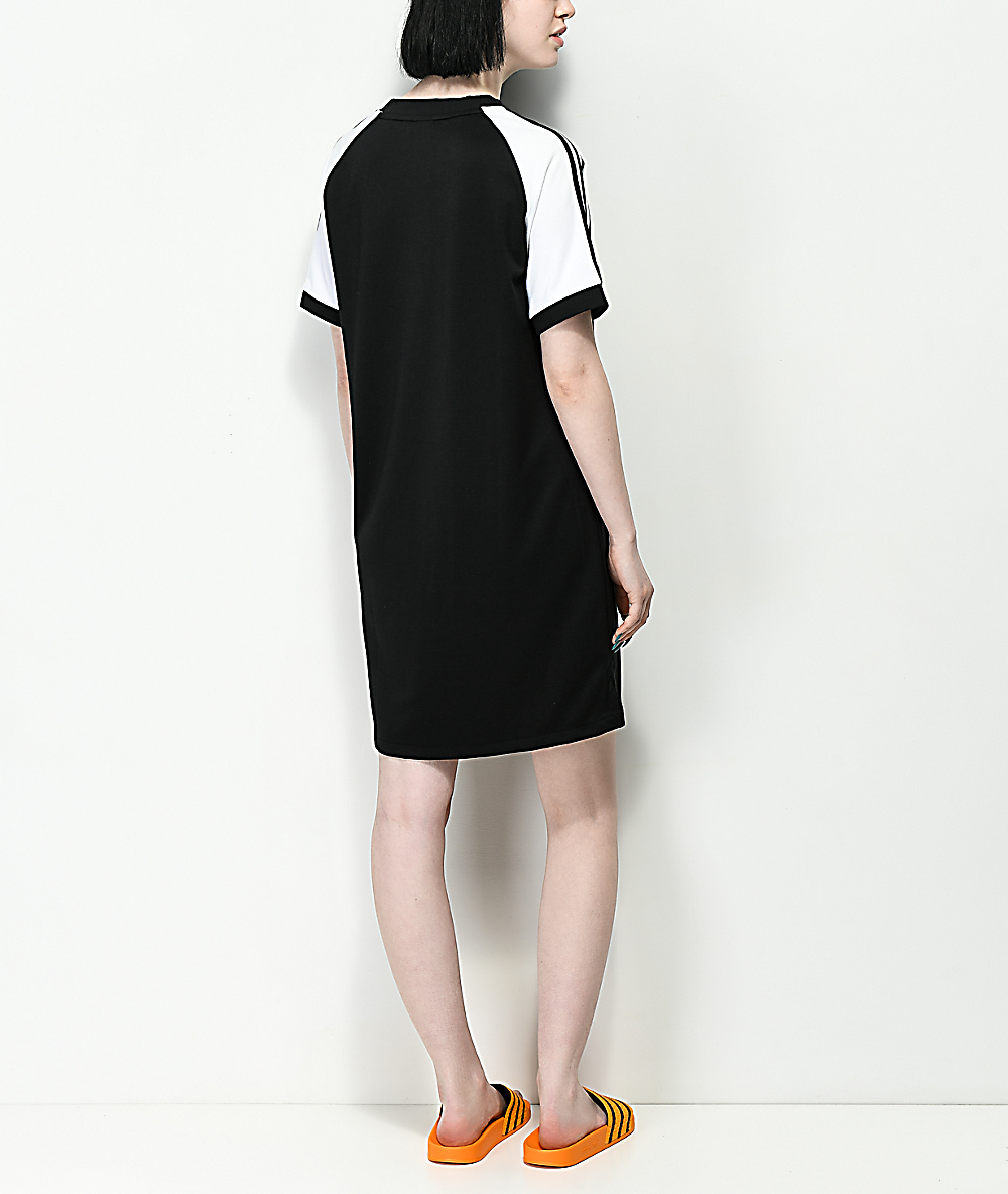 adidas 3 stripe black midi dress