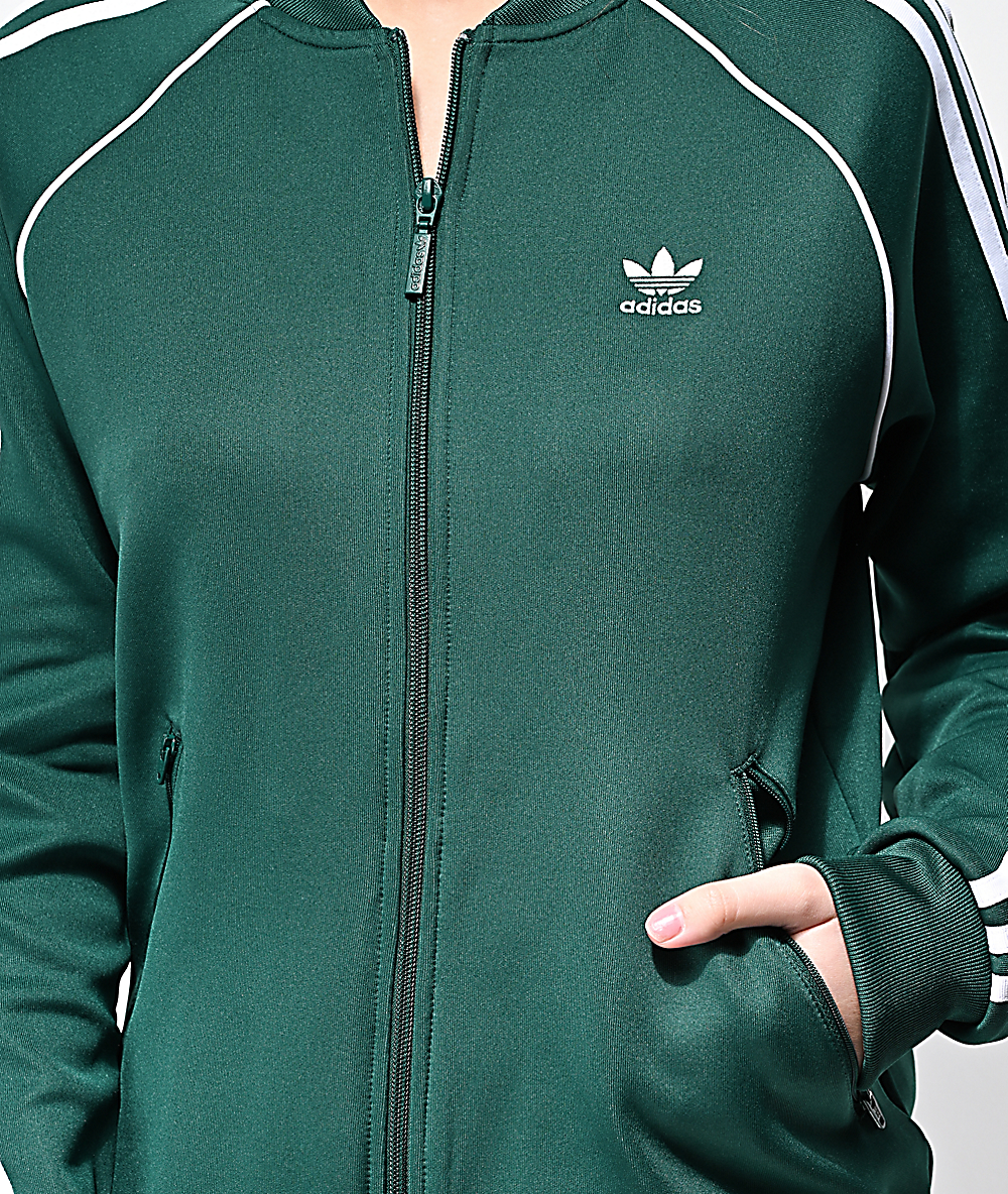 adidas 3 stripe green tracksuit jacket