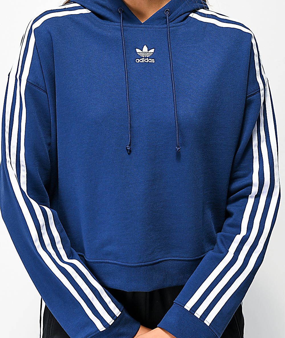 adidas 3 stripes hoodie blue