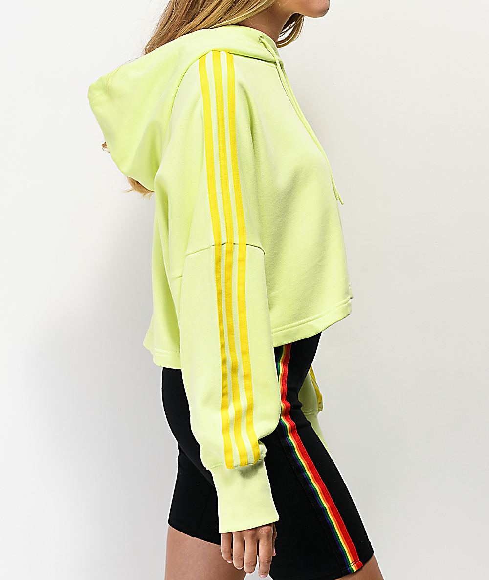 adidas yellow cropped hoodie