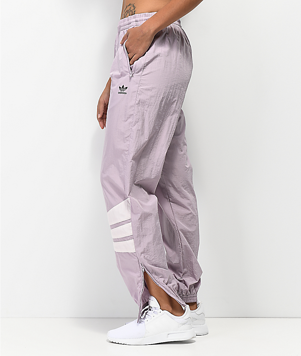 lilac adidas track pants