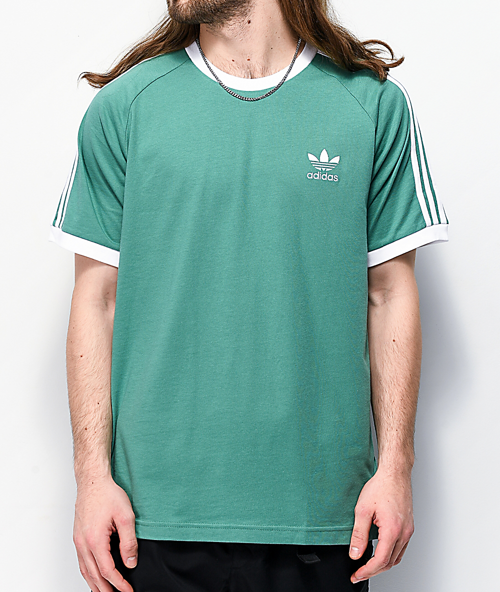 adidas 3 stripes tee light blue