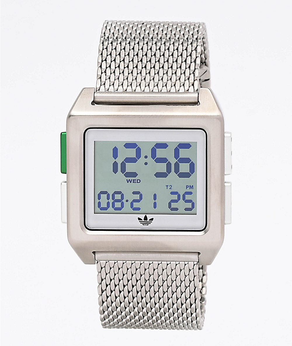 silver digital watch